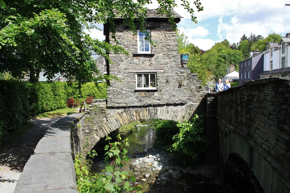 Bridge House, the tiny 17th-century stone house built over Stock Ghyll in Ambleside